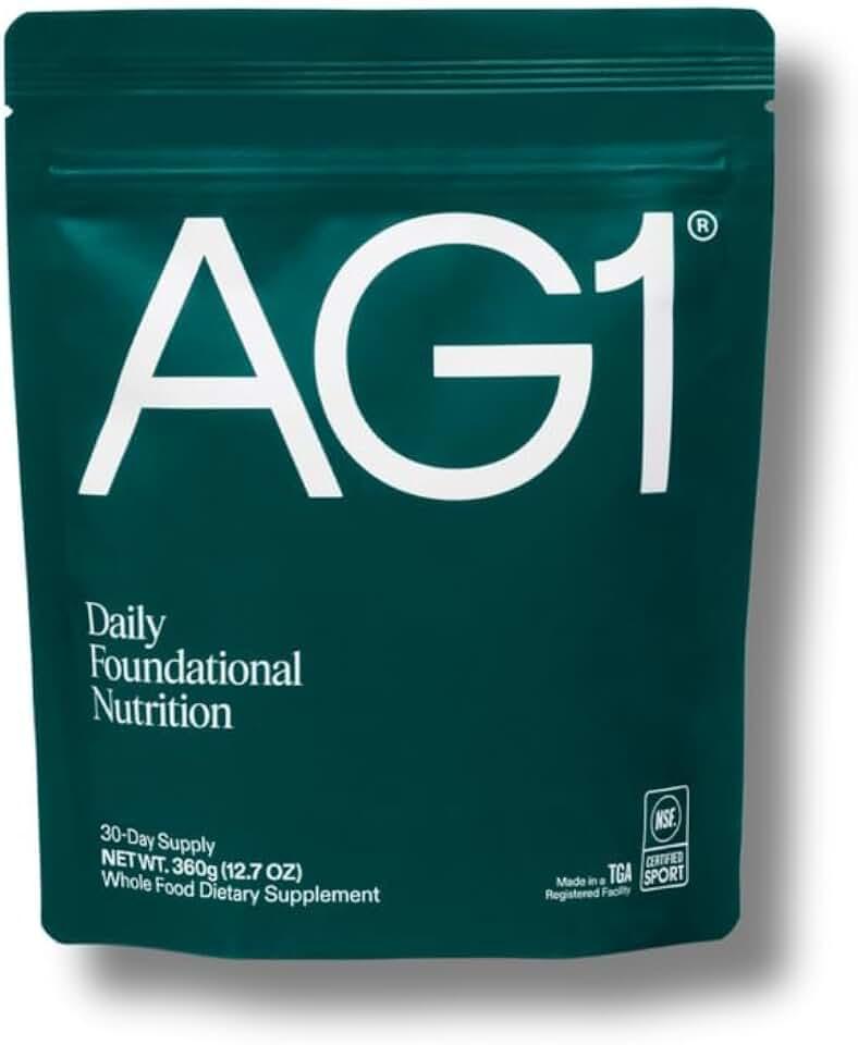 AG1 Greens Powder Superfood, 75 Vitamins and Probiotic Blend, Refill Pouch | Includes 75 Vitamins, Minerals, Digestive E