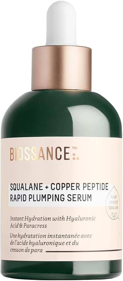 Biossance Squalane + Copper Peptide Rapid Plumping Serum. Powerfully Hydrating Face Serum that Instantly Plumps and Firm