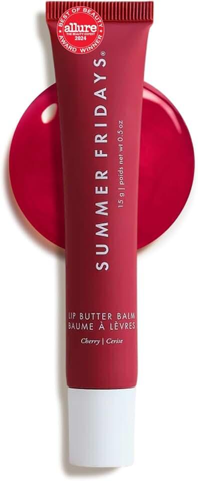Summer Fridays Lip Butter Balm - Day/Night Hydrating Lip Mask - Shea Butter, Vegan - Cherry (0.5 Oz)