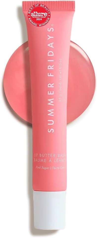 Summer Fridays Lip Butter Balm - Hydrating Lip Mask - Shea Butter, Vegan - Pink Sugar (0.5 Oz)