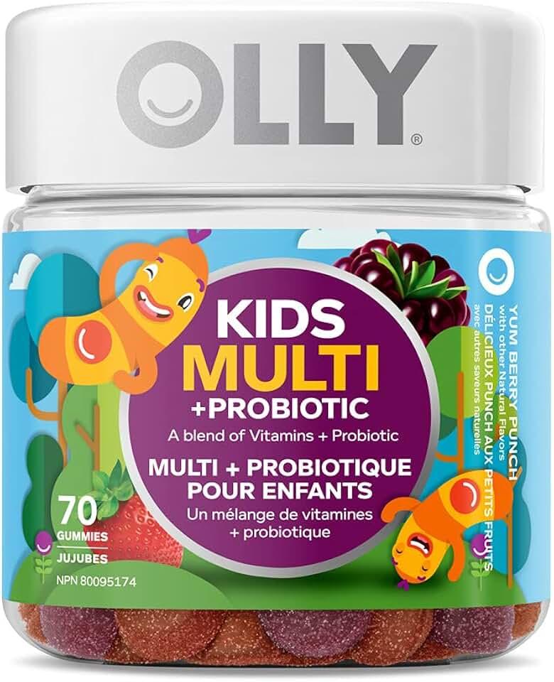 OLLY Suplemento de gomitas multiprobióticas para niños, sin sabores ni colores artificiales, multivitaminas Yum Berry Pu