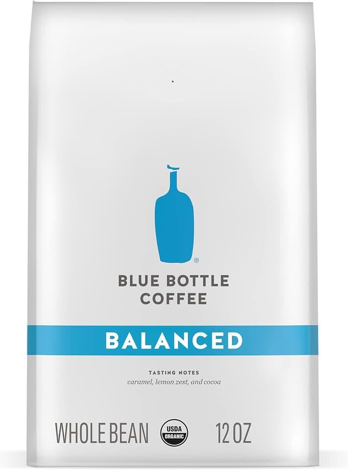Blue Bottle Coffee Café orgánico en grano equilibrado, tostado medio, 12 onzas (paquete de 1) Marrón USDA Organic