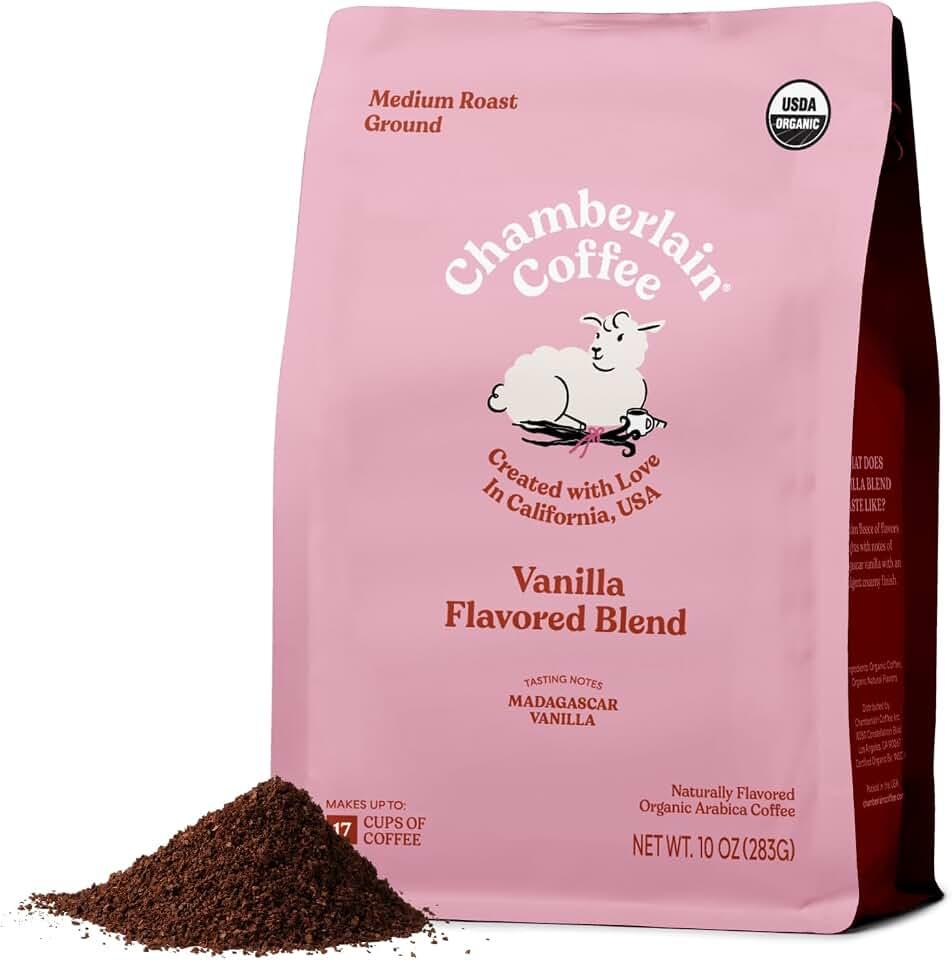 Chamberlain Coffee Fluffy Lamb Vanilla Blend - Granos De Café Molidos De Tueste Medio Con Notas De Vainilla De Madagasca