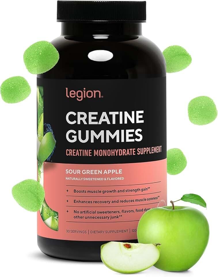 LEGION- Gomitas de monohidrato de creatina: suplemento de creatina masticable y limpio para fuerza, resistencia y recupe