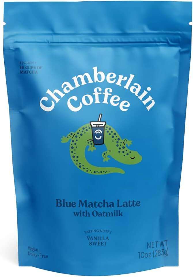 Chamberlain Coffee Latte Matcha Azul - Latte Matcha Vegano Con Leche De Avena - Rico En Antioxidantes, Flor De Guisante 
