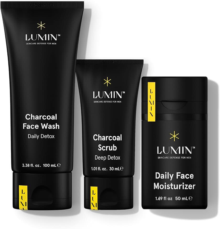 Lumin Cuidado Facial Hombres - The Classic Maintenance Collection | Incluye 3 productos de limpieza para el cutis: bálsa