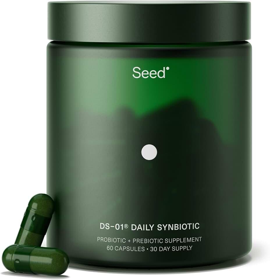 Seed DS-01 Daily Synbiotic - Adult Probiotic + Prebiotic - 30-Days with Jar | 24 Probiotics + Prebiotic - Digestive &amp