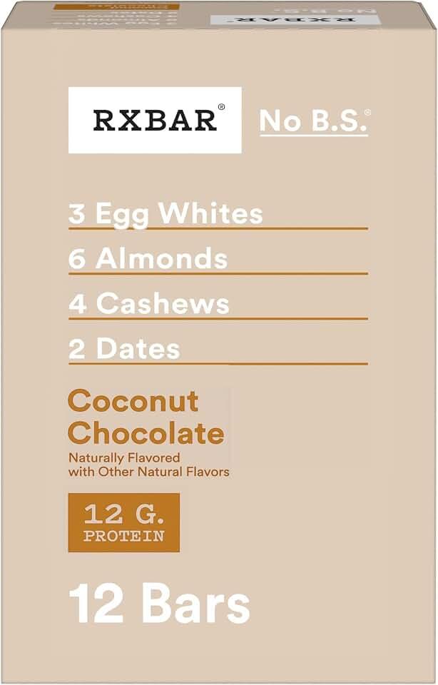 RXBAR Barras de Proteína sabor Coco Chocolate, caja con 12 barras