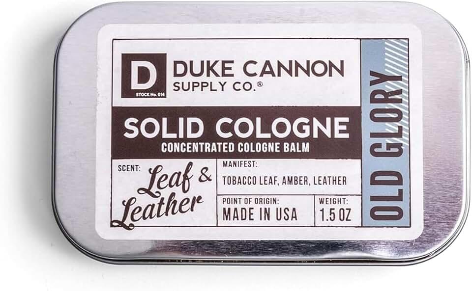 Colonia sólida Duke Cannon - Old Glory | Bálsamo de colonia concentrado de primera calidad | Lata de viaje de 1,5 oz | A