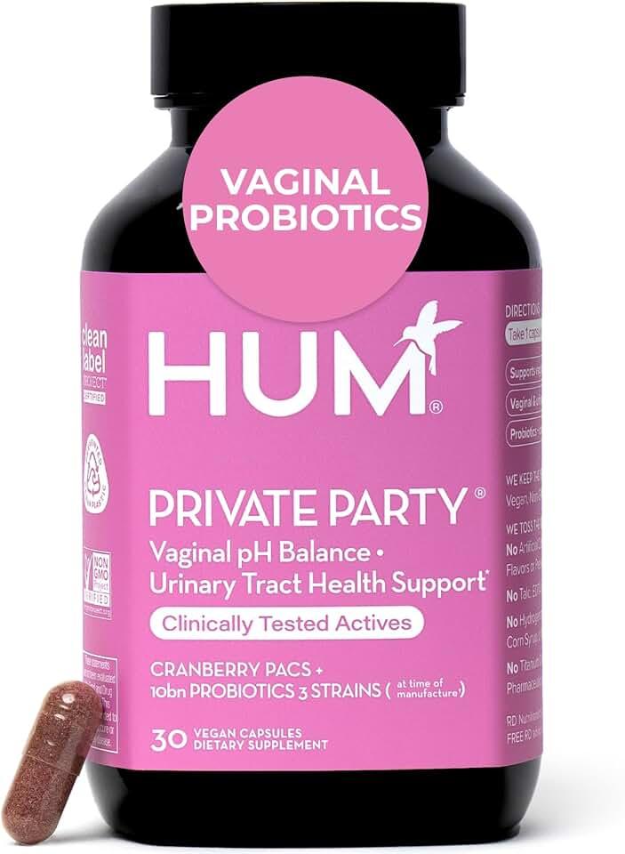 Hum- Fiesta Privada: Probióticos Vaginales para la Salud de la Mujer, Suplemento para Equilibrar el PH y el Tracto Urina