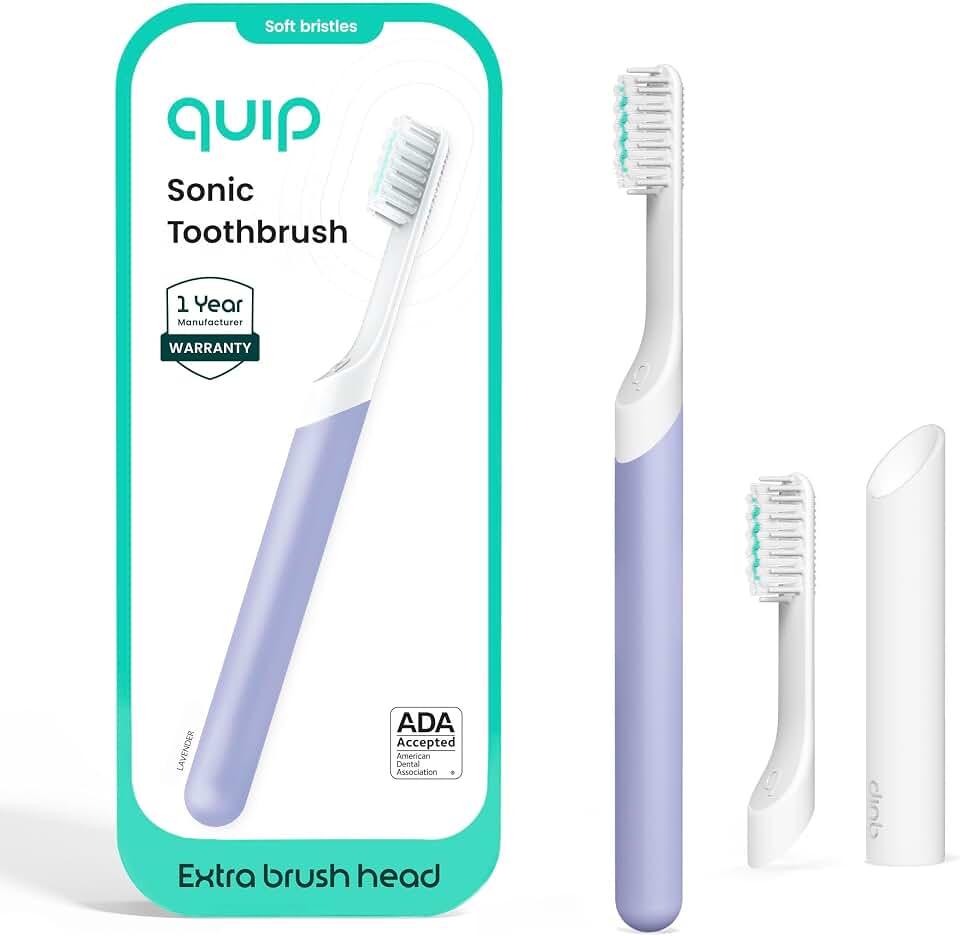 Quip Sonic Cepillo de dientes para adultos con temporizador (lavanda, mediano)