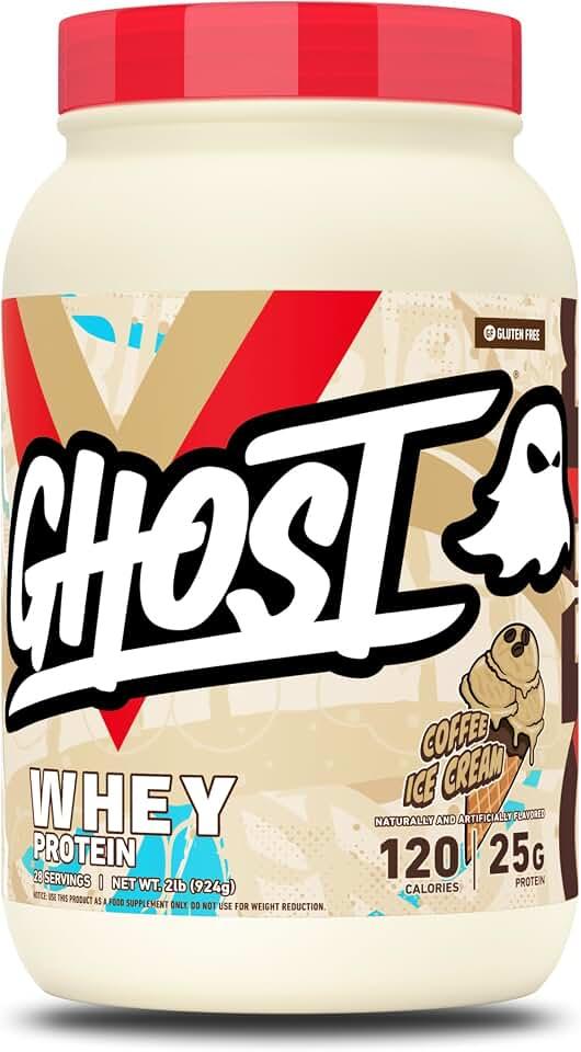 Ghost 100% Proteína de suero en polvo 2 lb, Coffee Ice Cream, 907 gramos (2 libras)