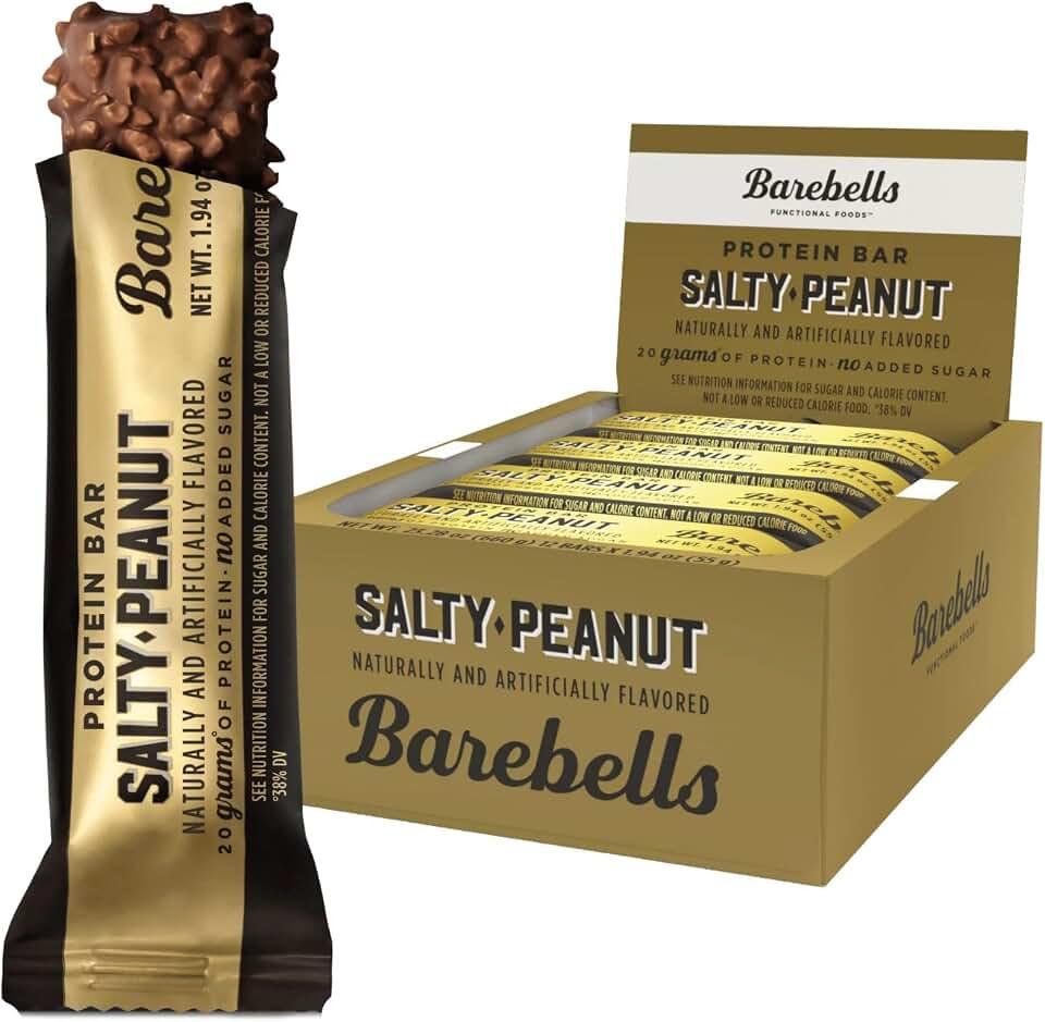 Barebells Protein Bars Salty Peanut - 12 Count, 1.9oz Bars - Protein Snacks with 20g of High Protein - Chocolate Protein