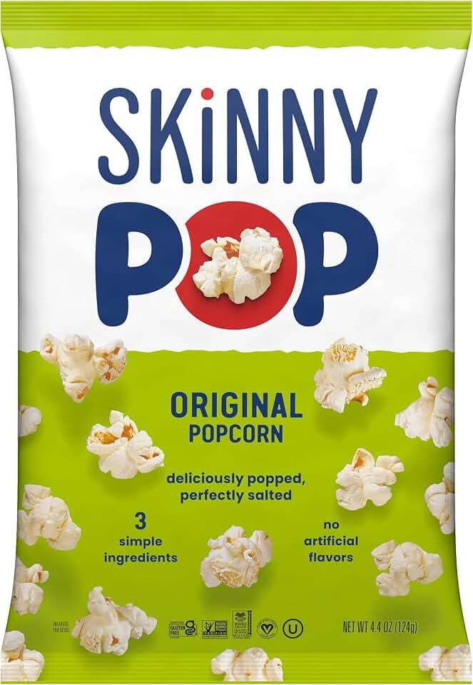 SkinnyPop Popped Original Popcorn, Individual Bags, Healthy Snacks, 4.4oz (Single Bag)