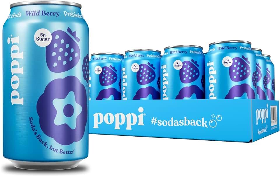 poppi- Bebida gaseosa prebiótica con gas Poppi con vinagre de sidra de manzana, agua mineral y jugo de fruta, Wil