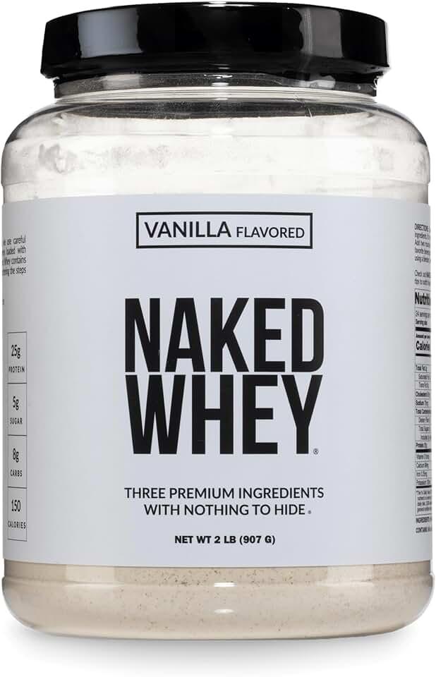 Naked Nutrition- Proteína de Vainilla de Suero Desnudo en Polvo Solo 3 Ingredientes Polvo de Proteína de Suero Alimentad