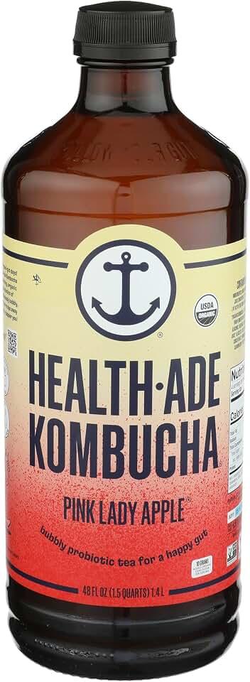 Health-Ade Pink Lady Apple Kombucha, 48 fl OZ, Red-Yellow