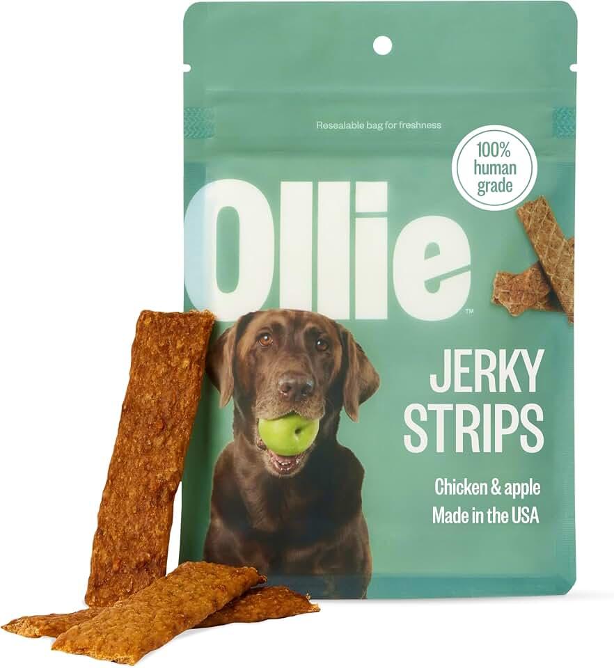 Ollie Chicken &amp; Apple Jerky Dog Treats, 5 oz, Pack of 3 | All-natural, human-grade dog jerky treats made with real c