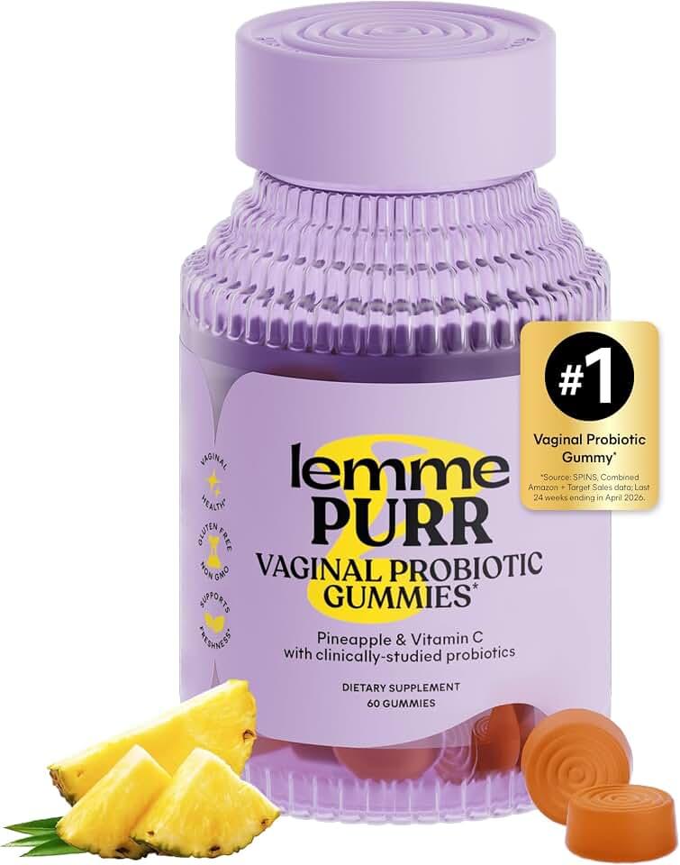 Lemme Purr Vaginal Health Probiotic Gummies for Women - 1 Billion CFUs for Balanced pH, Odor &amp; Flora Support + Vitam