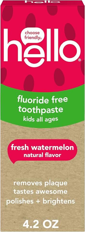 Hello Oral Care Kids Fluoride Free and SLS Free Toothpaste, Natural Watermelon, 4.2 Ounce