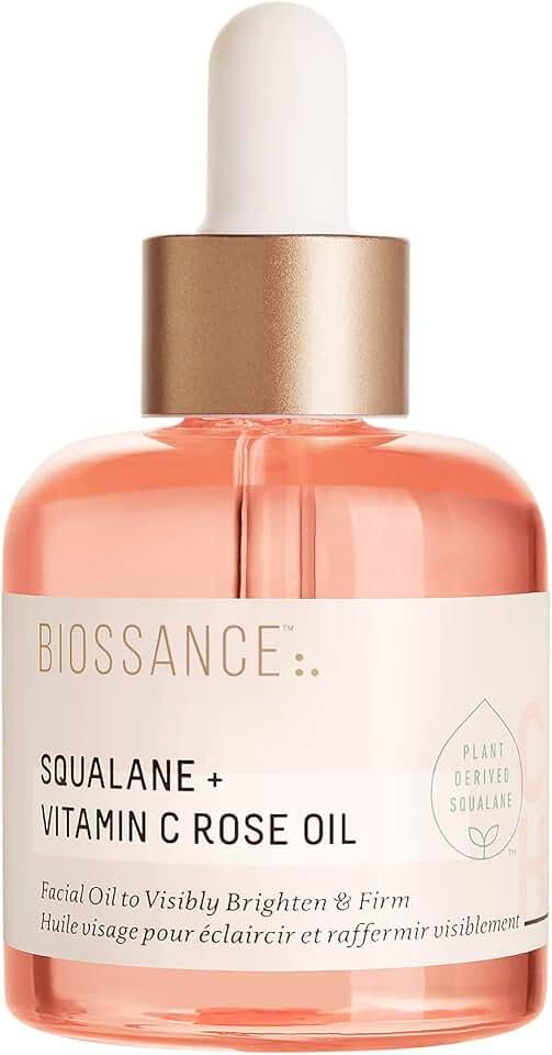 Biossance Squalane + aceite de rosa vitamina C, ligero iluminador + aceite facial reafirmante, sin parabenos ni fraganci