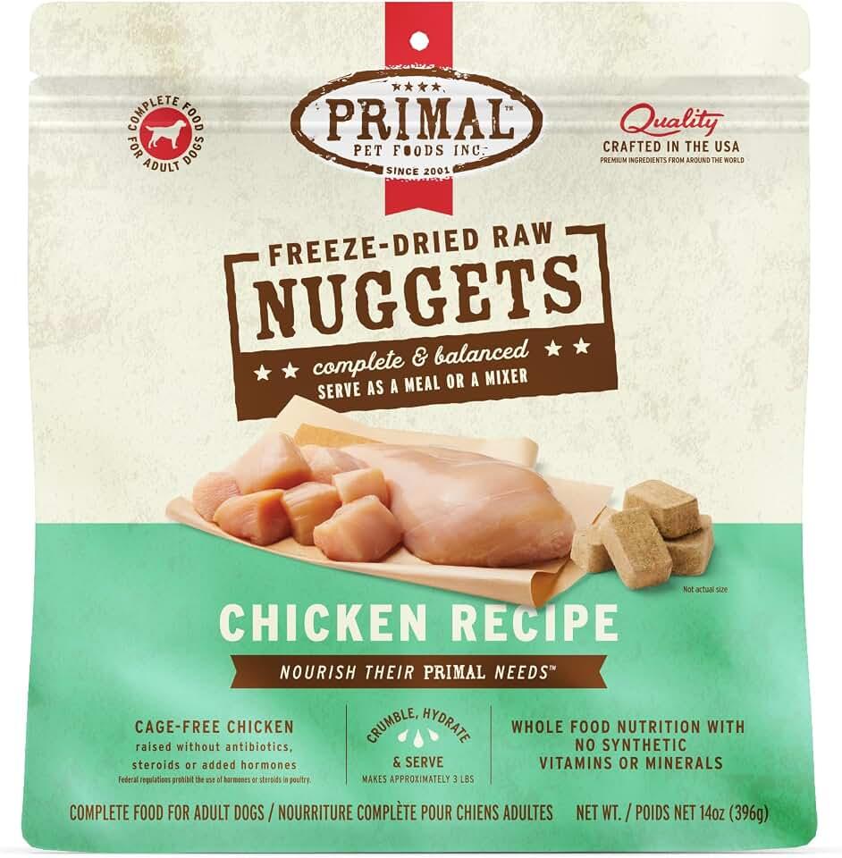 Primal Freeze Dried Raw Dog Food Nuggets, Chicken, 14 oz | Complete &amp; Balanced Nutrition, Meal, Topper or Treat, Gra