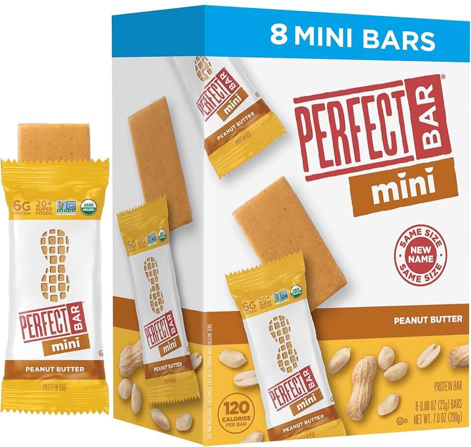 Perfect Bar Mini barra de proteína de mantequilla de maní sin gluten, orgánica, 8 unidades, 0.8 onzas USDA Organic